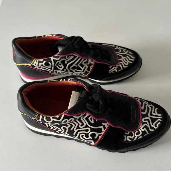 COACH x Keith Haring Leather Black Pink White Sneakers Limited Edition - Picture 10 of 16